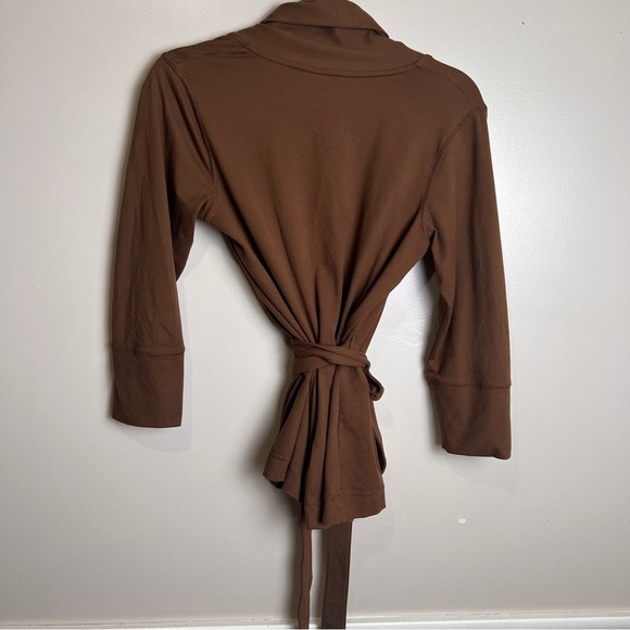 Lucy Chocolate Brown Wrap Top with Tie Waist Size Small EUC - Picture 2 of 5